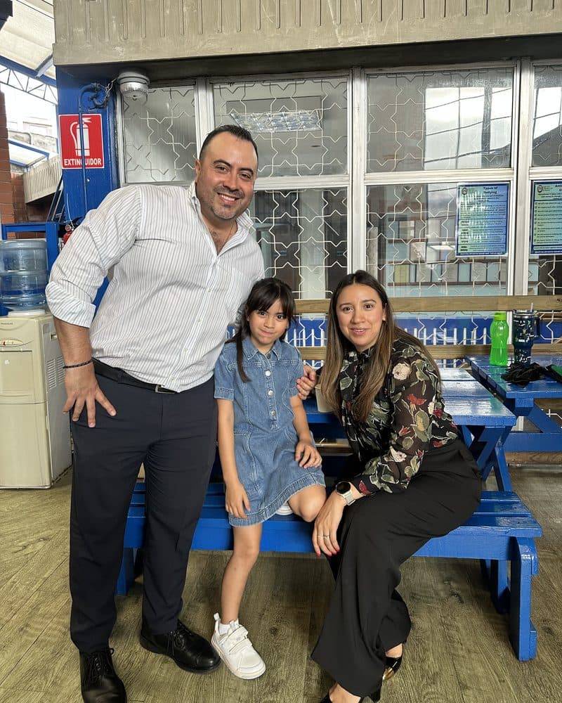 The Moran Pineda family together on the Equity campus